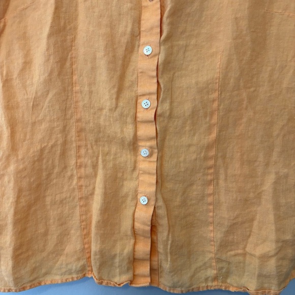 Lands End Outfitters Woman’s 12 Linen Button Up Shirt Top Short Sleeve-Tangerine - Picture 3 of 8